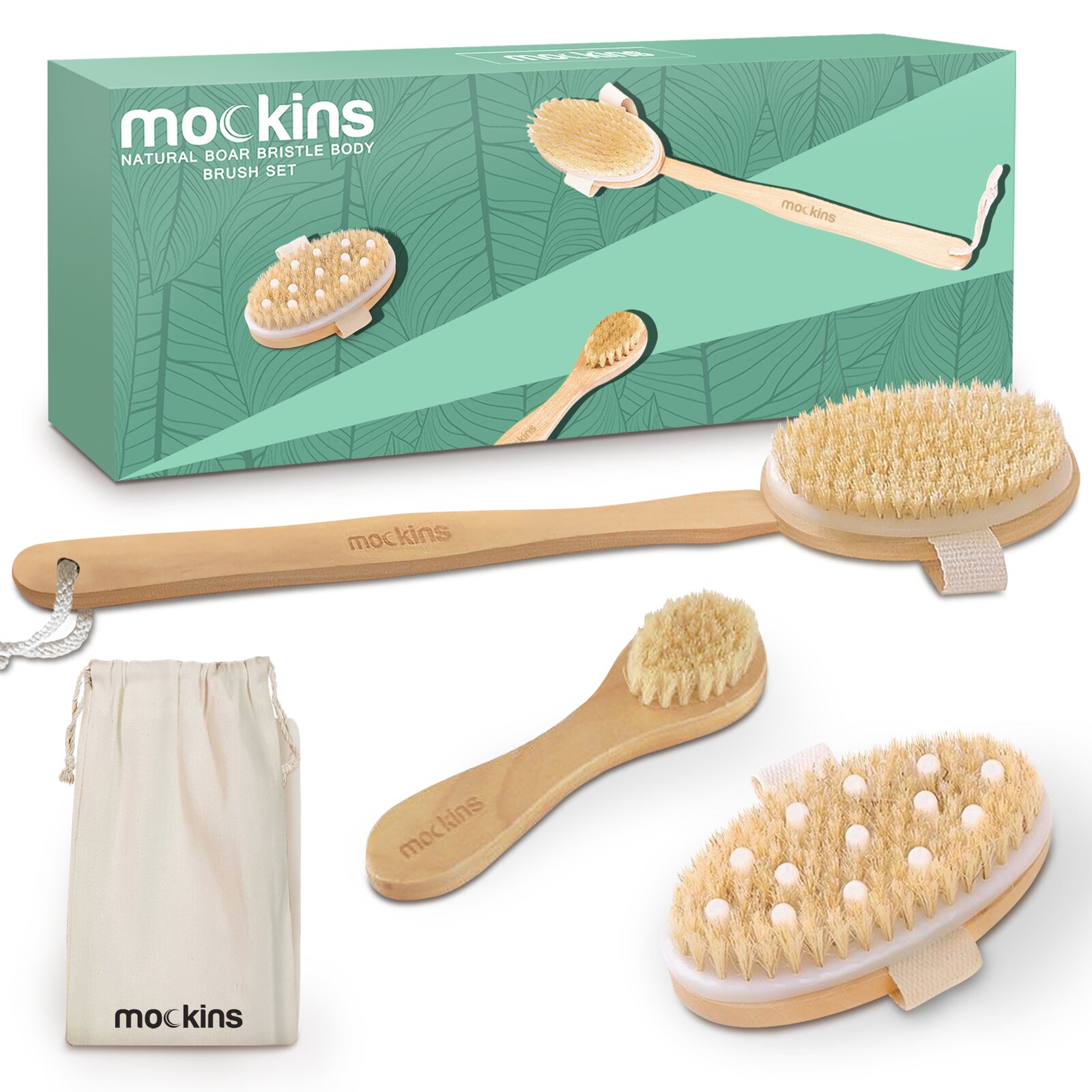 Mockins Natural Dry 3 Brushes and Travel Bag & Reviews